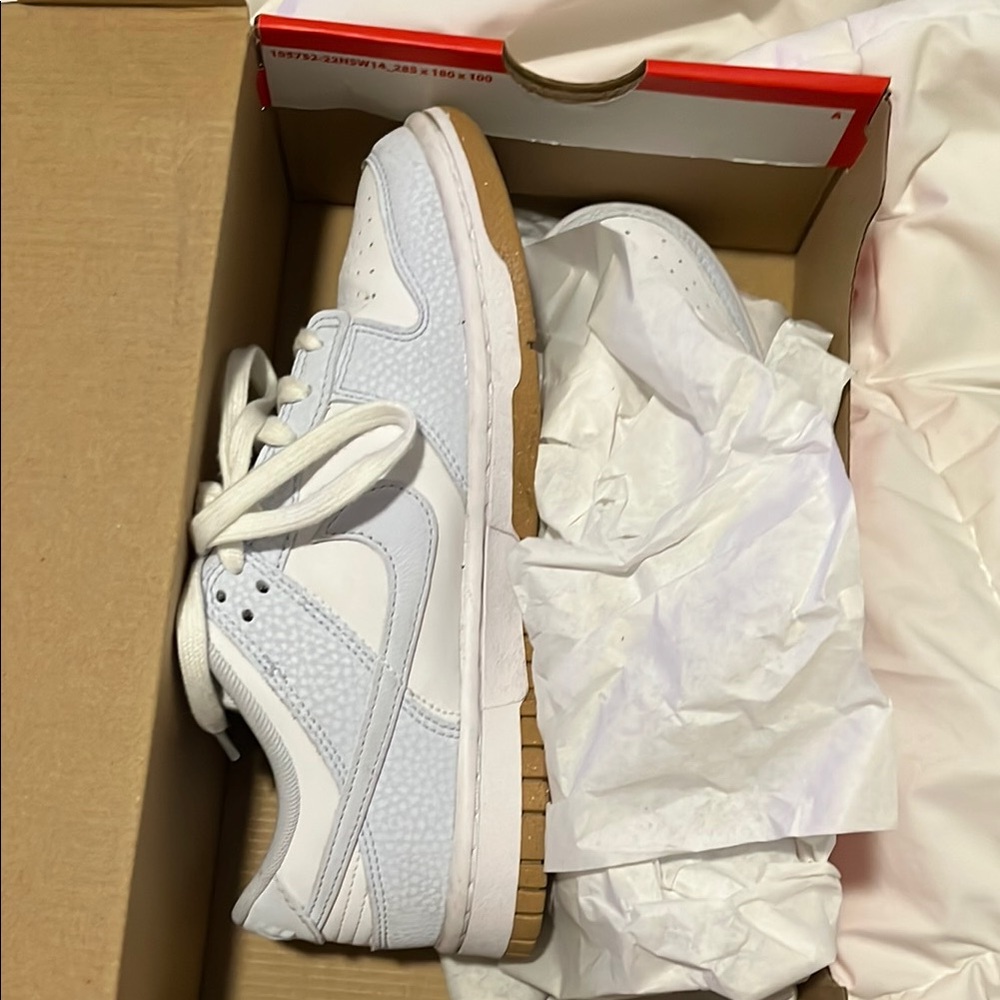 White and light blue (football grey) Nike Dunks